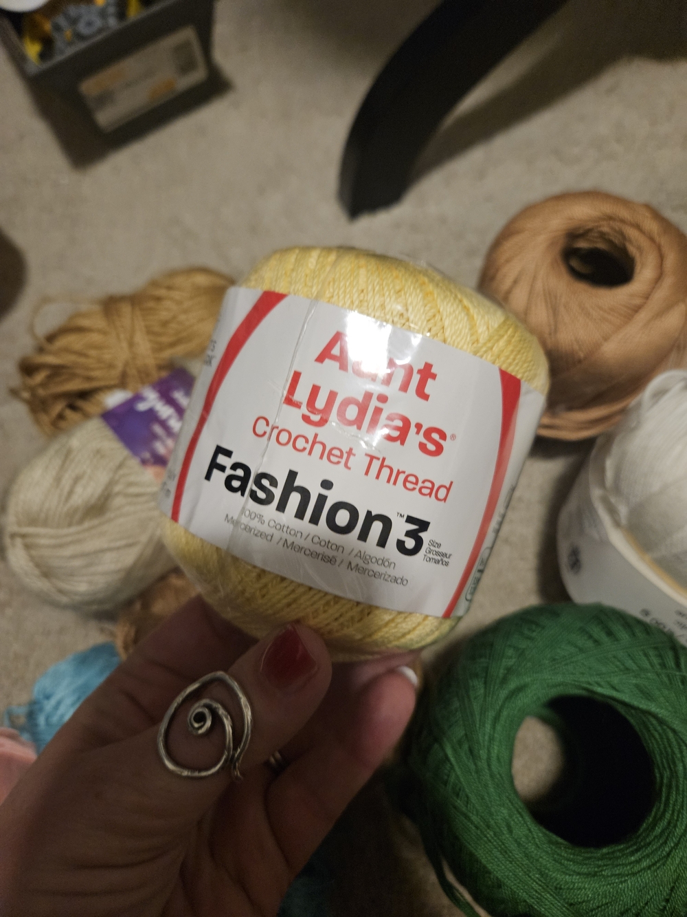 Assorted Yarn Lot in Red, Green, Yellow, White, Brown, Pink & Blue - Picture 7 of 8
